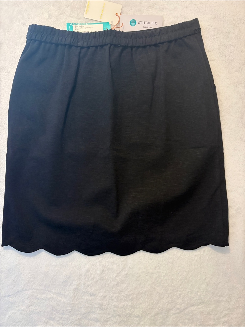 Skies Are Blue Black Scalloped Hem Mini Skirt